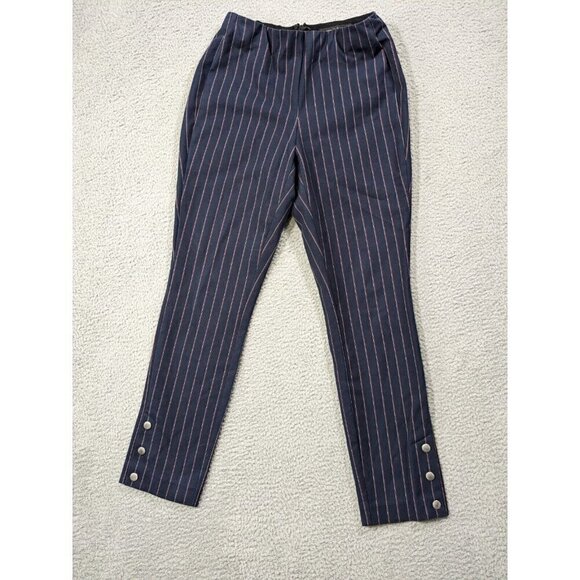 Rag & Bone Pants Womens 2 Simone Snap Crop Skinny Navy Red Pinstripe - Picture 1 of 14